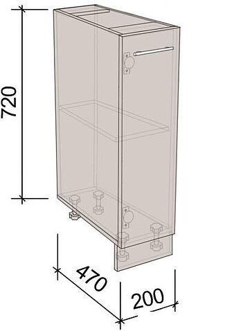 Шкаф напольный Артём-Мебель 200мм СН-114.140 (ДСП бетон спаркс)