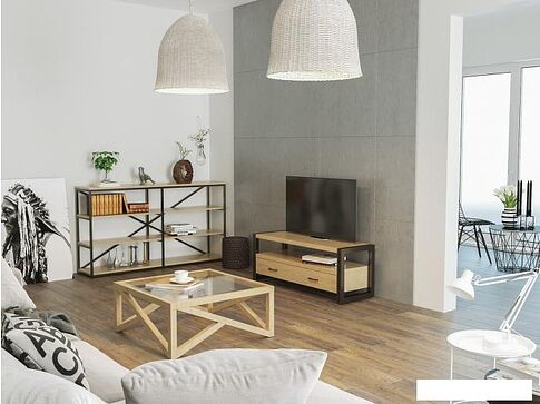 Тумба Millwood Нeo Лофт TVS-1 (дуб табачный craft ЛДСП/металл черный)