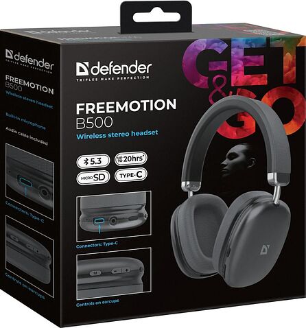 Наушники Defender FreeMotion B500 (серый)