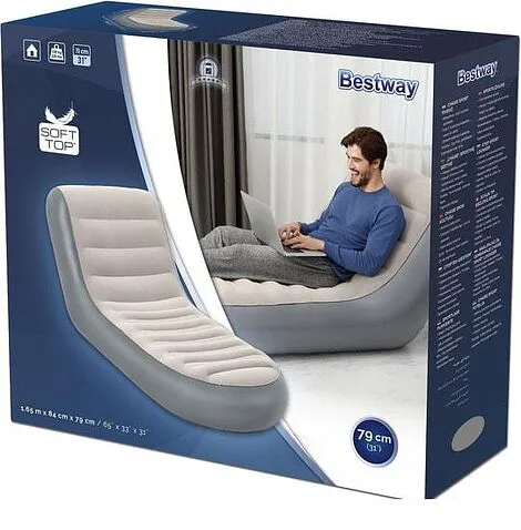 Надувной шезлонг Bestway 75064 (серый/белый)