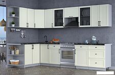 Готовая кухня Интерлиния Тренд 1.7x3.2 левая (белый/белый/кастилло темный)