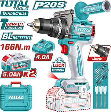 Ударная дрель-шуруповерт Total TIDLI201668 (с 2-мя АКБ, кейс)