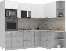 Готовая кухня Интерлиния Мила Лайт 1.68x2.4 правая (белый платинум/бетон/бискайская сосна) Готовая кухня Интерлиния Мила Лайт 1.68x2.4 правая (белый платинум/бетон/бискайская сосна)
