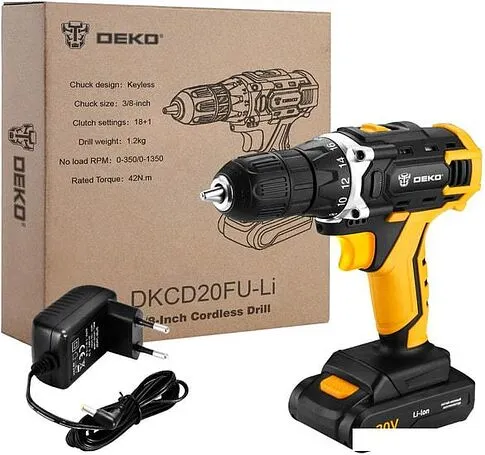 Дрель-шуруповерт Deko DKCD20FU-Li 063-4102 (с 1-им АКБ)