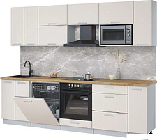 Готовая кухня Интерлиния Мила Лайт 2.7-ПМ2 (персидский жемчуг/персидский жемчуг/дуб бунратти)