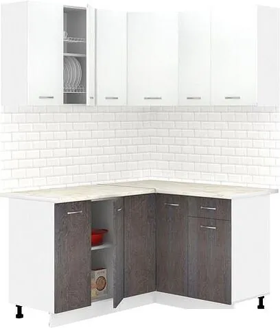 Готовая кухня Кортекс-мебель Корнелия Лира 1.5x1.3 (белый/береза/королевский опал)