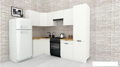 Готовая кухня ВерсоМебель Эко-2 1.2x2.7 левая (белый фасадный/ст.золотистый дуб)