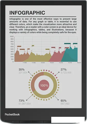 Электронная книга PocketBook 743K3 InkPad Color 3 (черный/серебристый)