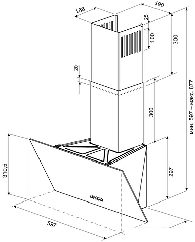 Кухонная вытяжка Krona Helga 600 PB (черный)