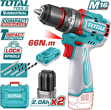 Ударная дрель-шуруповерт Total TIDLI166062 (с 2-мя АКБ, кейс)