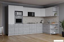 Готовая кухня Интерлиния Мила Лайт 1.68x3.2 правая (белый платинум/бетон/бискайская сосна) Готовая кухня Интерлиния Мила Лайт 1.68x3.2 правая (белый платинум/бетон/бискайская сосна)