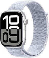 Умные часы Apple Watch Series 10 46 мм (алюминиевый корпус, серебристый/голубой, нейлоновый ремешок) Умные часы Apple Watch Series 10 46 мм (алюминиевый корпус, серебристый/голубой, нейлоновый ремешок)