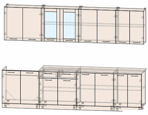 Готовая кухня Интерлиния Мила 30 (бетон-бетон-кастилло темный)