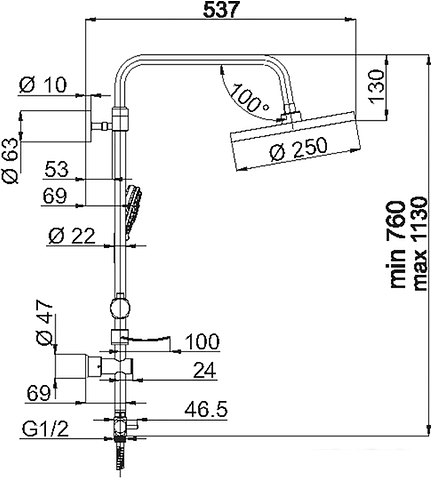 Душевая система Rubineta River [624125]