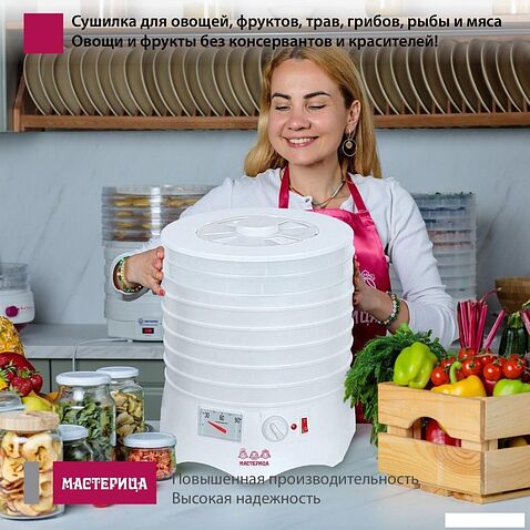 Сушилка для овощей и фруктов Мастерица EFD-0602VM (6 белых поддонов + 2 прозрачных поддона + поддон для пастилы)