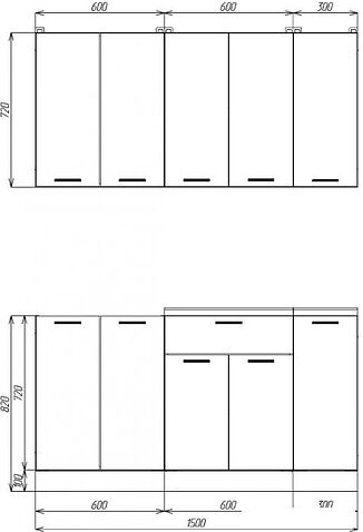 Готовая кухня ЭлиГард Lion 1.5 (дымчатый алмаз/дуб бунратти)