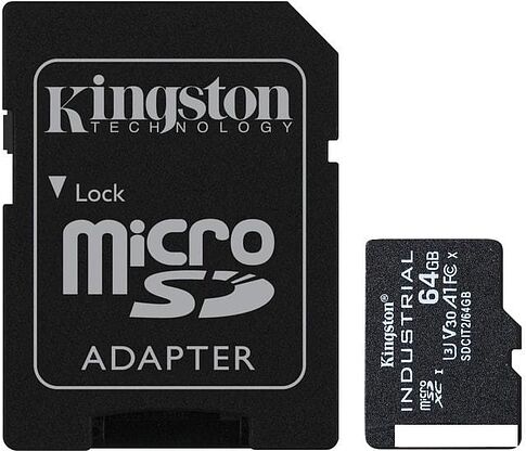 Карта памяти Kingston Industrial microSDHC SDCIT2/64GB 64GB (с адаптером)