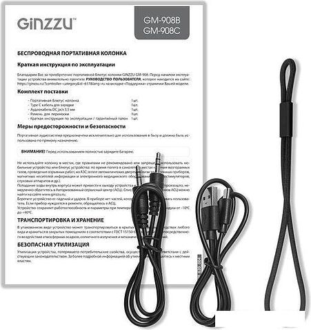 Беспроводная колонка Ginzzu GM-908B