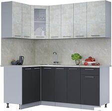 Готовая кухня Интерлиния Мила 12x19 (бетон лайт-антрацит-опал светлый)