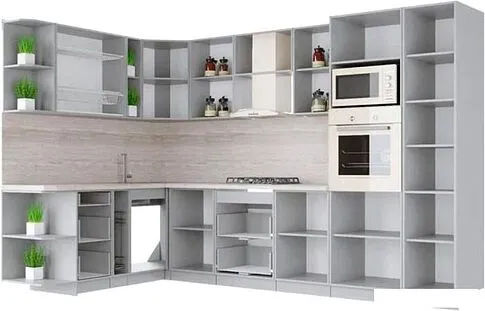 Готовая кухня Интерлиния Мила Крафт 1.88x3.2 левая (дуб полярный)