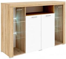 Комод Памир Орландо с витриной (дуб сонома-белый глянец)