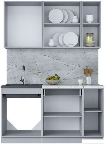 Готовая кухня Интерлиния Мила Лайт 1.5 (бетон лайт/бетон портленд)