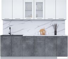 Готовая кухня Интерлиния Мила 24 (белый платинум/бетон портленд/белый гранит)