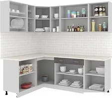 Угловая кухня Кортекс-мебель Корнелия Экстра 1.5x2.2м (белый/береза/королевский опал) Угловая кухня Кортекс-мебель Корнелия Экстра 1.5x2.2м (белый/береза/королевский опал)