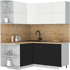 Кухонный модуль Интерлиния Мила Матте 1.5x1.7 А (белый/черный/дуб бунратти)