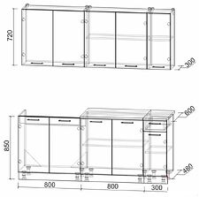 Готовая кухня Интерлиния Мила Лайт 1.9 (белый платинум/дуб бунратти)
