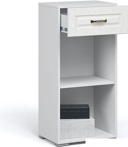 Тумба Империал Лацио 1д 1ящ (белое дерево/ручка бронза)