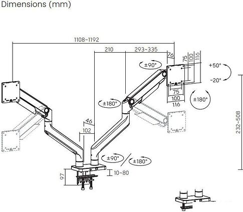 Кронштейн для монитора ErgoSmart Heavy-Duty Spark DBL