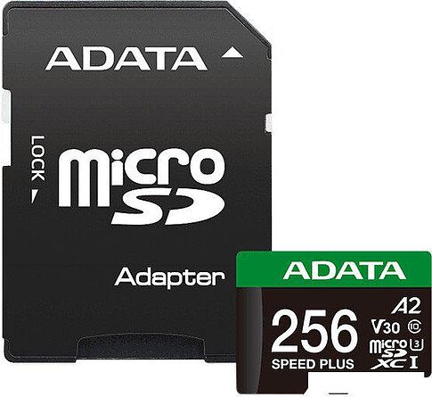 Карта памяти ADATA SPEED PLUS microSDXC 256GB UD256GUI3V30A2SP-RA1 (с адаптером)