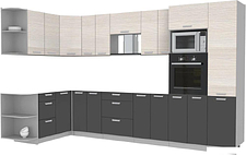 Готовая кухня Интерлиния Мила Лайт 1.68x3.4 левая без столешницы (вудлайн кремовый/антрацит)