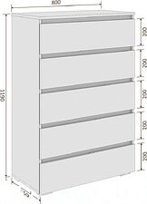 Комод Кортекс-мебель Бари 80 5ш (белый/белый/дуб сонома)