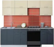 Кухня Интерлиния Мила Gloss 60-24 (ваниль/асфальт)