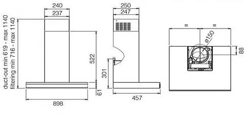 Кухонная вытяжка Elica Adele BL MAT/A/90