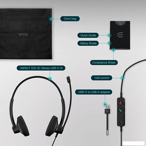 Офисная гарнитура Epos Impact 100 UC Stereo USB-C+A