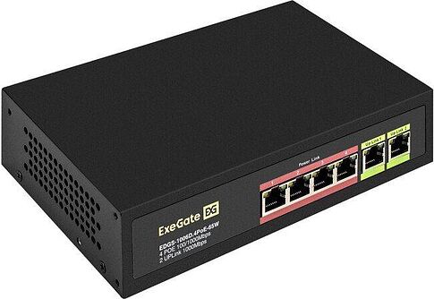 Неуправляемый коммутатор ExeGate EDGS-1006D.4PoE-65W