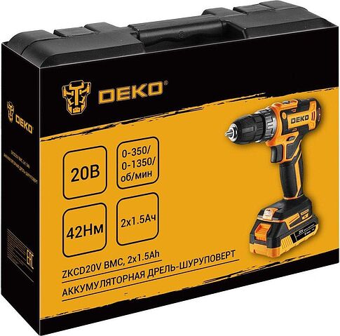 Дрель-шуруповерт Deko ZKCD20V 084-1007 (с 2-мя АКБ, кейс)