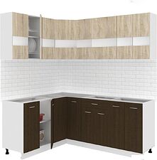 Угловая кухня Кортекс-мебель Корнелия Экстра 1.5x2.0 без столешницы (дуб сонома/венге)