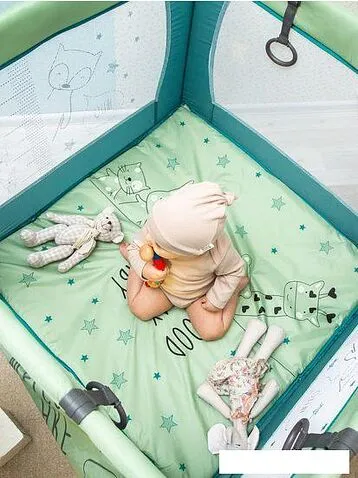 Игровой манеж Amarobaby Walky Good Day Fox (оливковый)