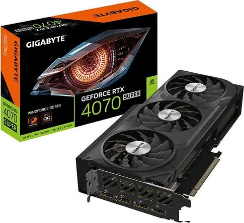 Видеокарта Gigabyte GeForce RTX 4070 Super Windforce OC 12G GV-N407SWF3OC-12GD