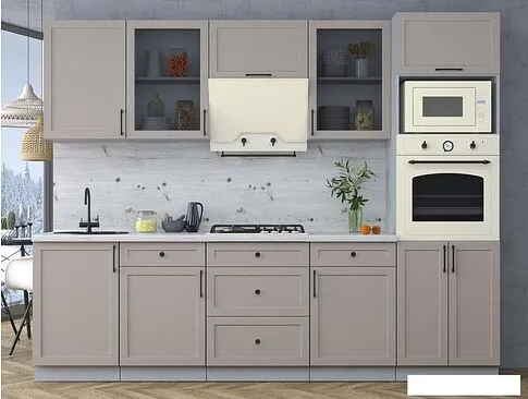Готовая кухня Интерлиния Тренд 2.7В (луна/луна/бискайская сосна)