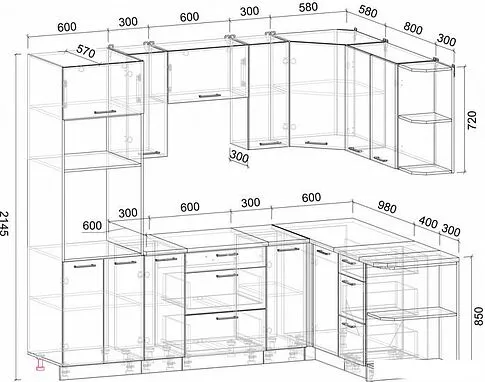 Готовая кухня Интерлиния Мила Лайт 1.68x2.4 правая (белый платинум/дуб веллингтон/белый гранит)