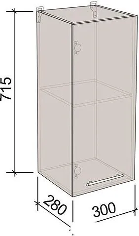 Шкаф навесной Артём-Мебель 300мм СН-114.25 (ДСП бетон спаркс лайт)