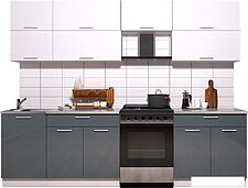 Кухня Интерлиния Мила Gloss 60-27 (белый/асфальт глянец)