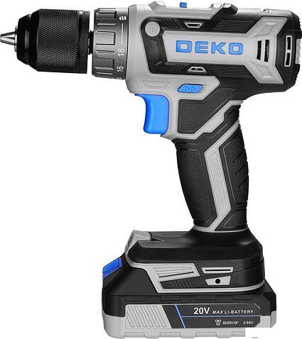 Дрель-шуруповерт Deko ZKCD20V PRO 084-1005 (с 2-мя АКБ, кейс)