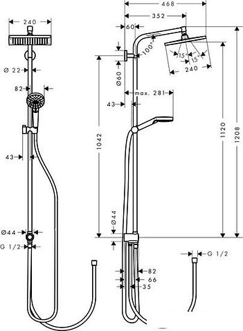 Душевая система Hansgrohe Crometta E240 1jet [27289000]
