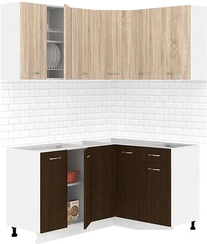 Готовая кухня Кортекс-мебель Корнелия Лира 1.5x1.3 без столешницы (дуб сонома/венге)